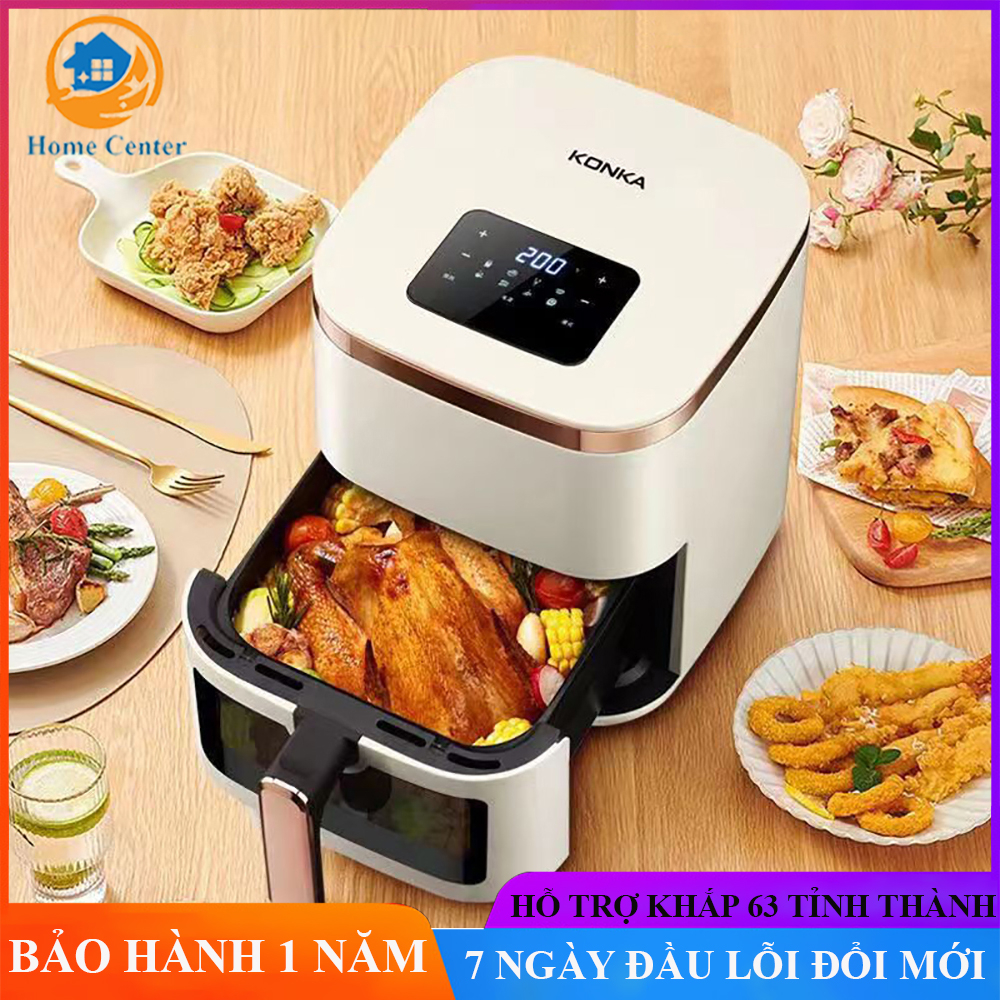 Nồi chiên không dầu , nồi chiên không dầu đa chức năng dung tích 10 lít công suất mạnh mẽ 1350w có màn hình LCD hiển thị