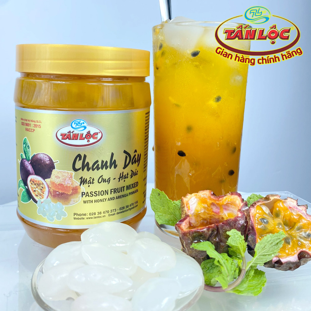 Chanh Dây Hạt Đác Mật Ong Hũ 900gr TẤN LỘC Hoàn Toàn Thiên Nhiên