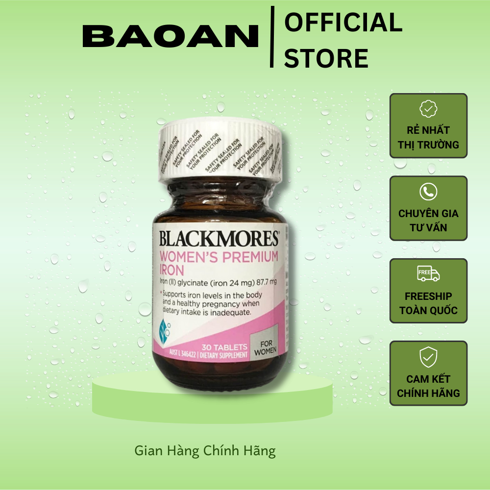 Sắt bầu Blackmores Pregnancy Iron của Úc  không táo bón, lọ 30 viên, Mẫu mới, Sắt bầu úc