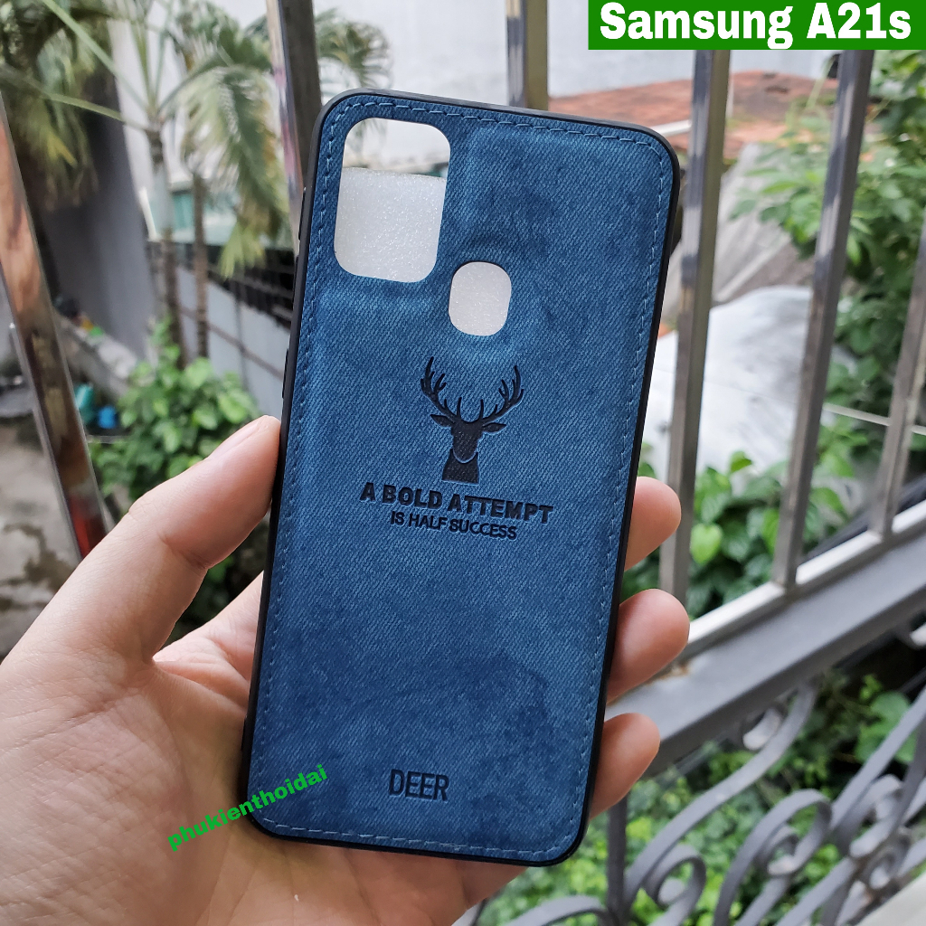 Ốp lưng vải bò SamSung A21S họa tiết hươu cá tính