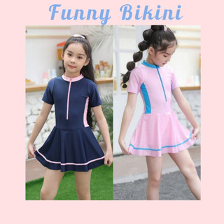 [10-40kg]Bikini Bé Gái,Đồ bơi cho bé gái liền thân,Loại váy bên trong có quần đùi kín đáo Funny Bikini MS-99
