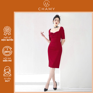 Váy đầm body Levan Dress kiểu dáng sang chảnh, quyến rũ chất liệu vải chéo Hàn cao cấp thiết kế CHAMY