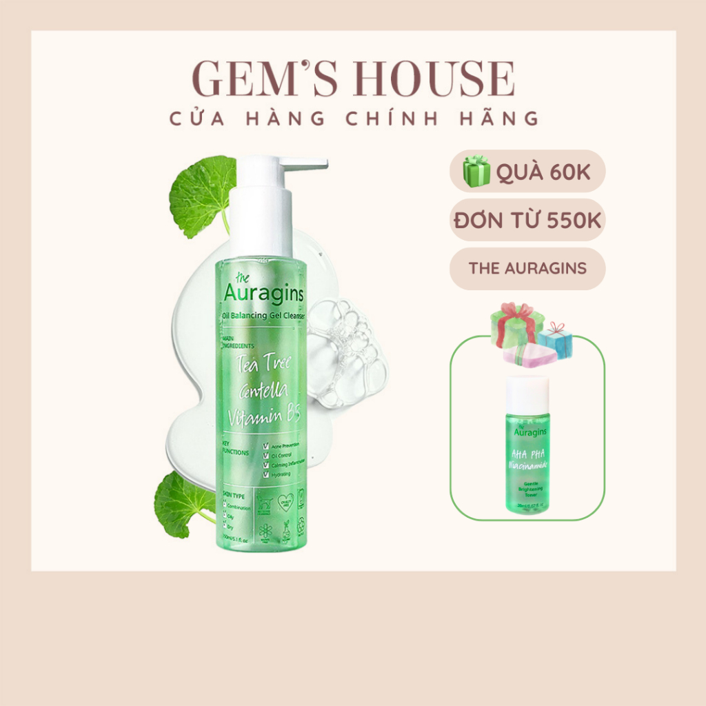 Gel Rửa Mặt The Auragins 150ml / 30ml Làm Sạch Sâu Cho Da Dầu Mụn