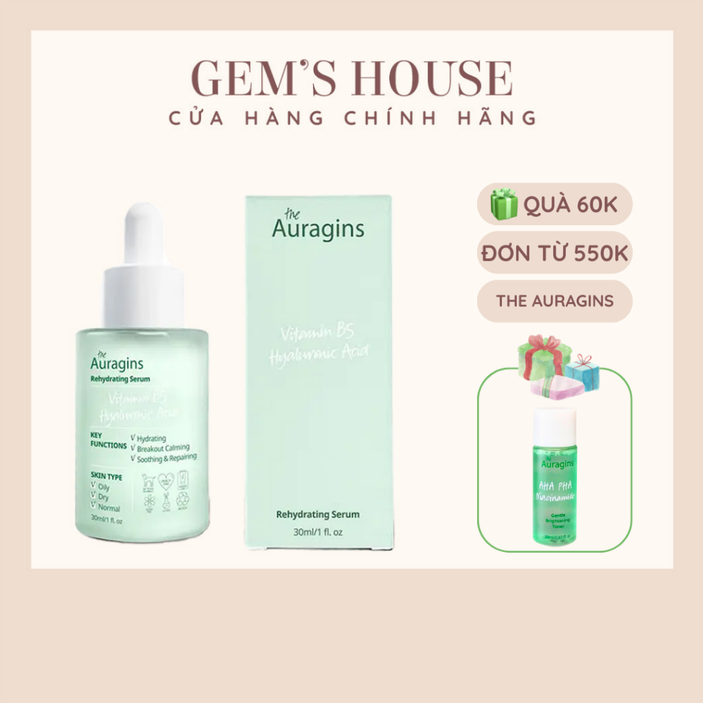 Serum Cấp Ẩm Phục Hồi The Auragins 8% Vitamin B5 & Hyaluronic Acid Serum 30ml