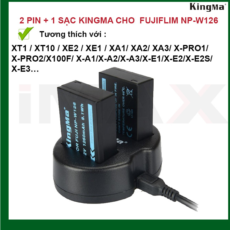 PIN SẠC ĐÔI KINGMA VER1/ VER2/ VER3 KINGMA CHO FUJIFILM NP-W126