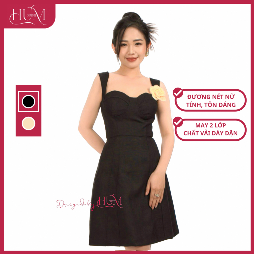Đầm Body Nữ Hai Dây Bản To Bella Ôm Dáng, Ngắn Ngang Gối, Kiểu Dáng Thời Trang, Đầm Tiệc, 2 Màu Đen Và Nude Nhạt D01