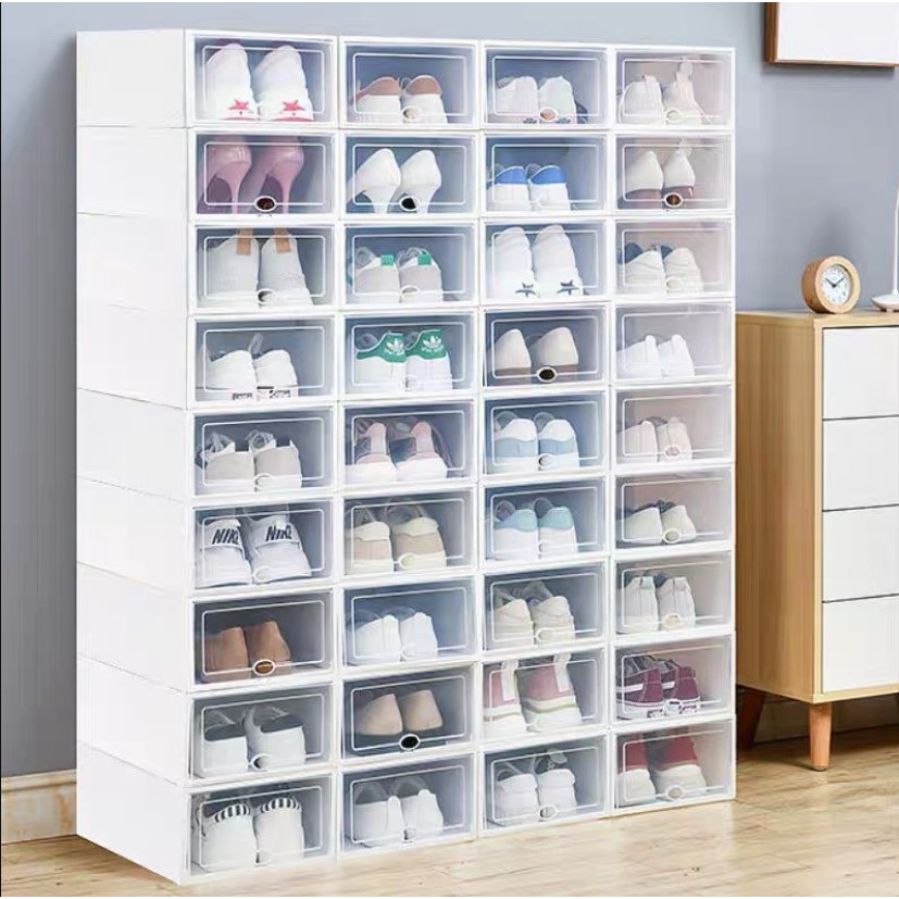 [❌Giá Sỉ❌] Hộp Đựng Giày Dép Nắp Nhựa Cứng Mica Trong Suốt, Size Lớn
