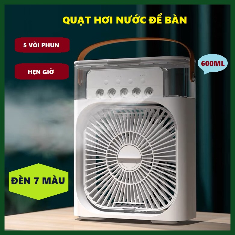 Quạt điều hòa hơi nước mini để bàn có chế độ phun sương điều chỉnh gió 3 chế độ làm mát và tạo độ ẩm cho không khí | BigBuy360 - bigbuy360.vn