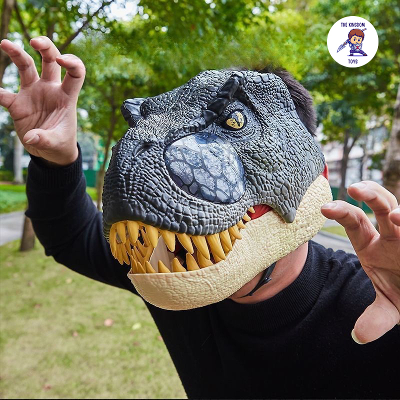 Mặt Nạ Khủng Long Bạo Chúa Tyrannosaurus T-Rex Kích Thước Lớn Có Đèn Và Nhạc Đồ Chơi Cho Ngày Halloween