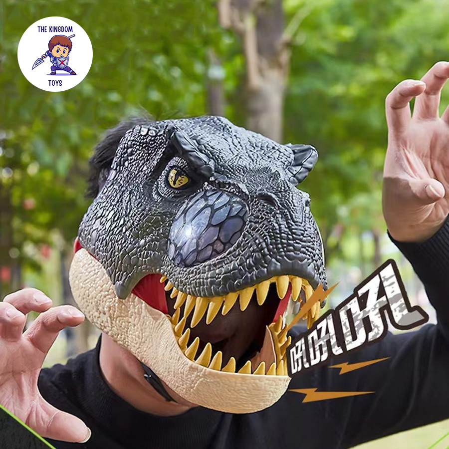 Mặt Nạ Khủng Long Bạo Chúa Tyrannosaurus T-Rex Kích Thước Lớn Có Đèn Và Nhạc Đồ Chơi Cho Ngày Halloween