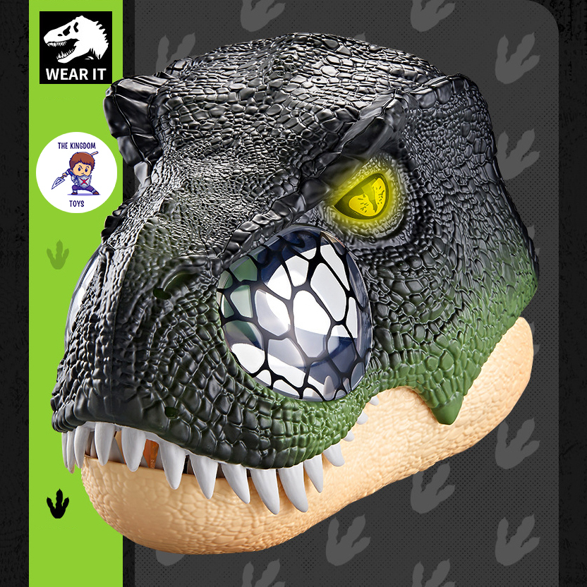 Mặt Nạ Khủng Long Bạo Chúa Tyrannosaurus T-Rex Kích Thước Lớn Có Đèn Và Nhạc Đồ Chơi Cho Ngày Halloween