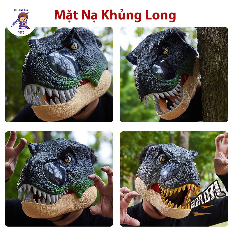 Mặt Nạ Khủng Long Bạo Chúa Tyrannosaurus T-Rex Kích Thước Lớn Có Đèn Và Nhạc Đồ Chơi Cho Ngày Halloween