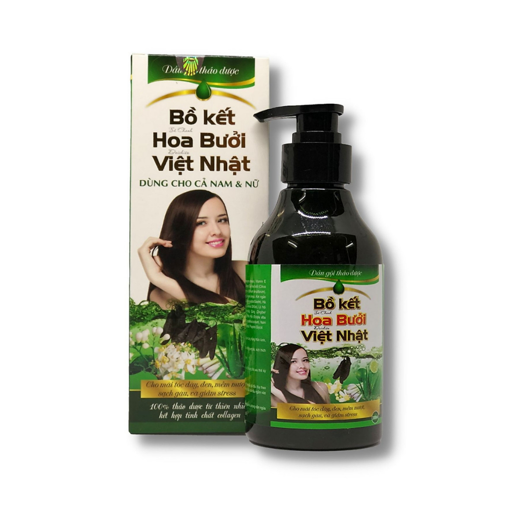 Dầu gội thảo dược Bồ Kết Hoa Bưởi Việt Nhật hộp 1 chai 300ml