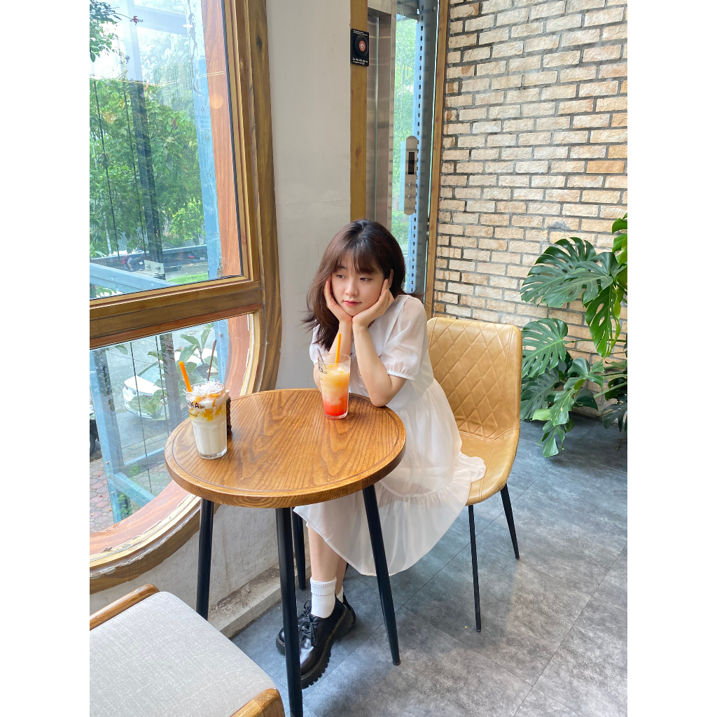 Đầm váy babydoll cổ tiểu thư giấu bụng váy công chúa chất voan óng | BigBuy360 - bigbuy360.vn