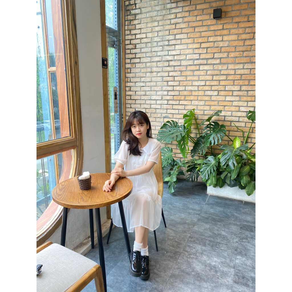 Đầm váy babydoll cổ tiểu thư giấu bụng váy công chúa chất voan óng | BigBuy360 - bigbuy360.vn