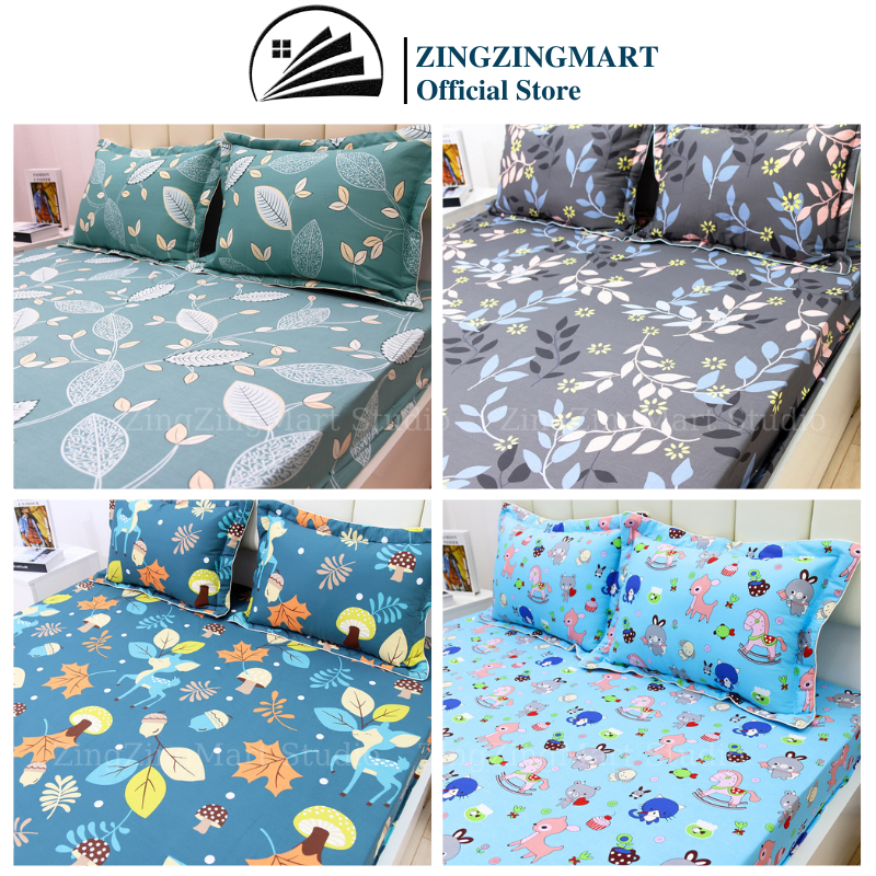 Combo bộ ga giường ZingZingMart chất liệu cotton hàn quốc mát lạnh