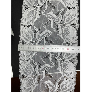 1m viền ren hoa co giãn - rộng ~ 24 cm- trắng ngà