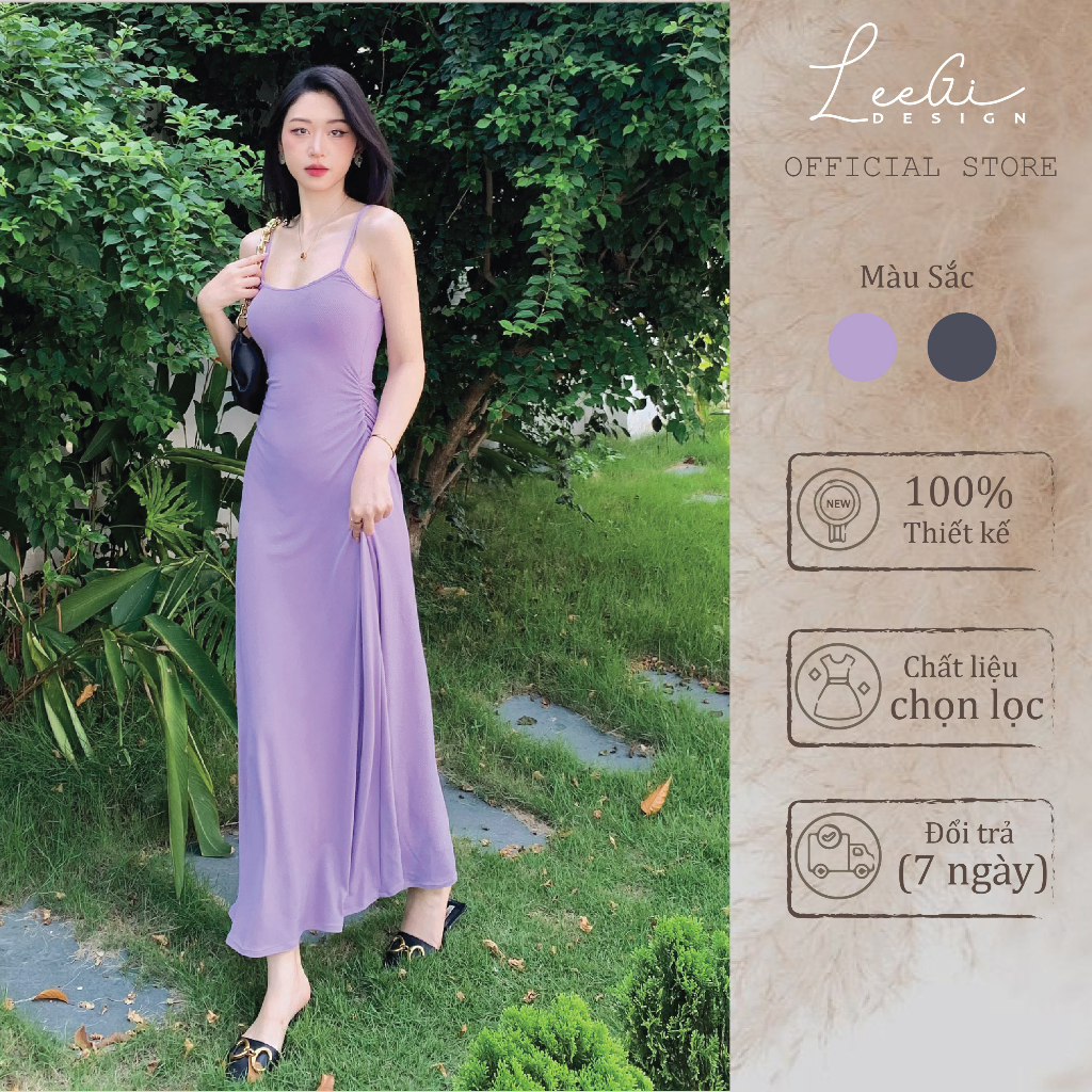 Váy hai dây thun nhún LeeGi Design ôm body phong cách sexy quyến rũ Min6376 Min6371