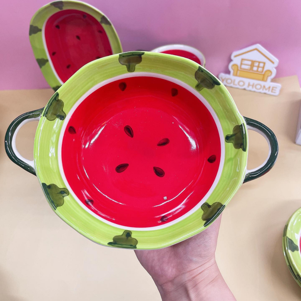 BỘ BÁT ĐĨA HỌA TIẾT DƯA HẤU DỄ THƯƠNG