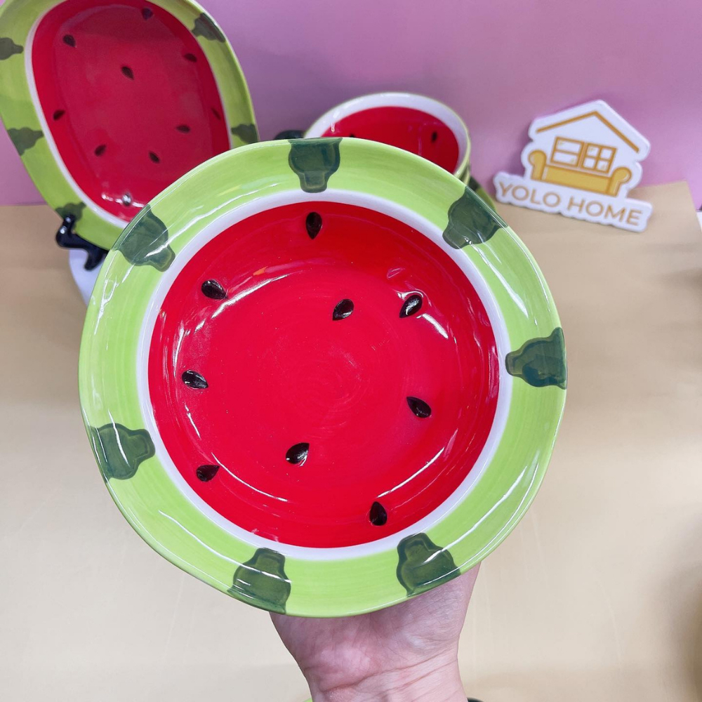 BỘ BÁT ĐĨA HỌA TIẾT DƯA HẤU DỄ THƯƠNG