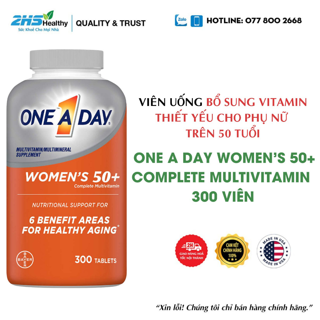 Viên Bổ Sung Vitamin Thiết Yếu Cho Phụ Nữ Trên 50 Tuổi One A Day Women's 50+ Complete Multivitamin 3