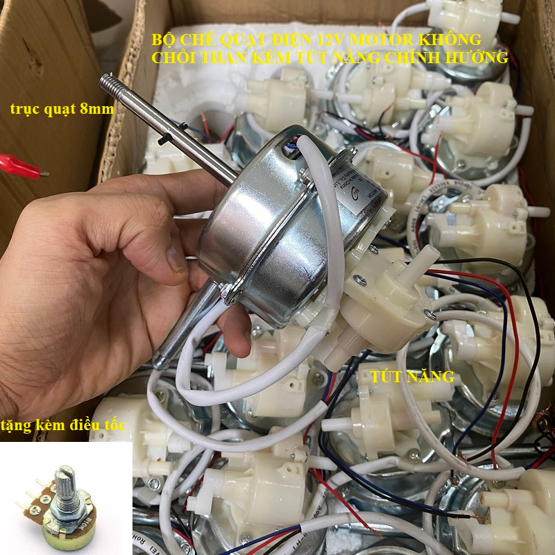 Đầu quạt không chổi than 7V - 21V chế quạt chạy acquy 12V