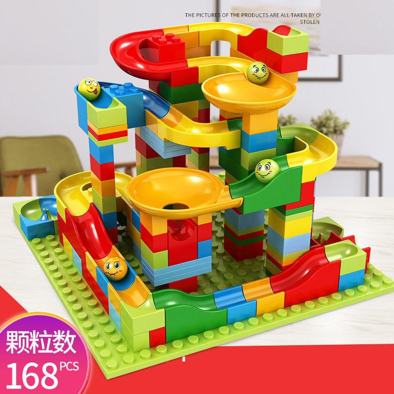 Bộ Xếp Hình Cầu Trượt Lego Thả Bi 168 Chi Tiết Cho Bé, Đồ Chơi Xếp Hình Phát Triển Trí Não