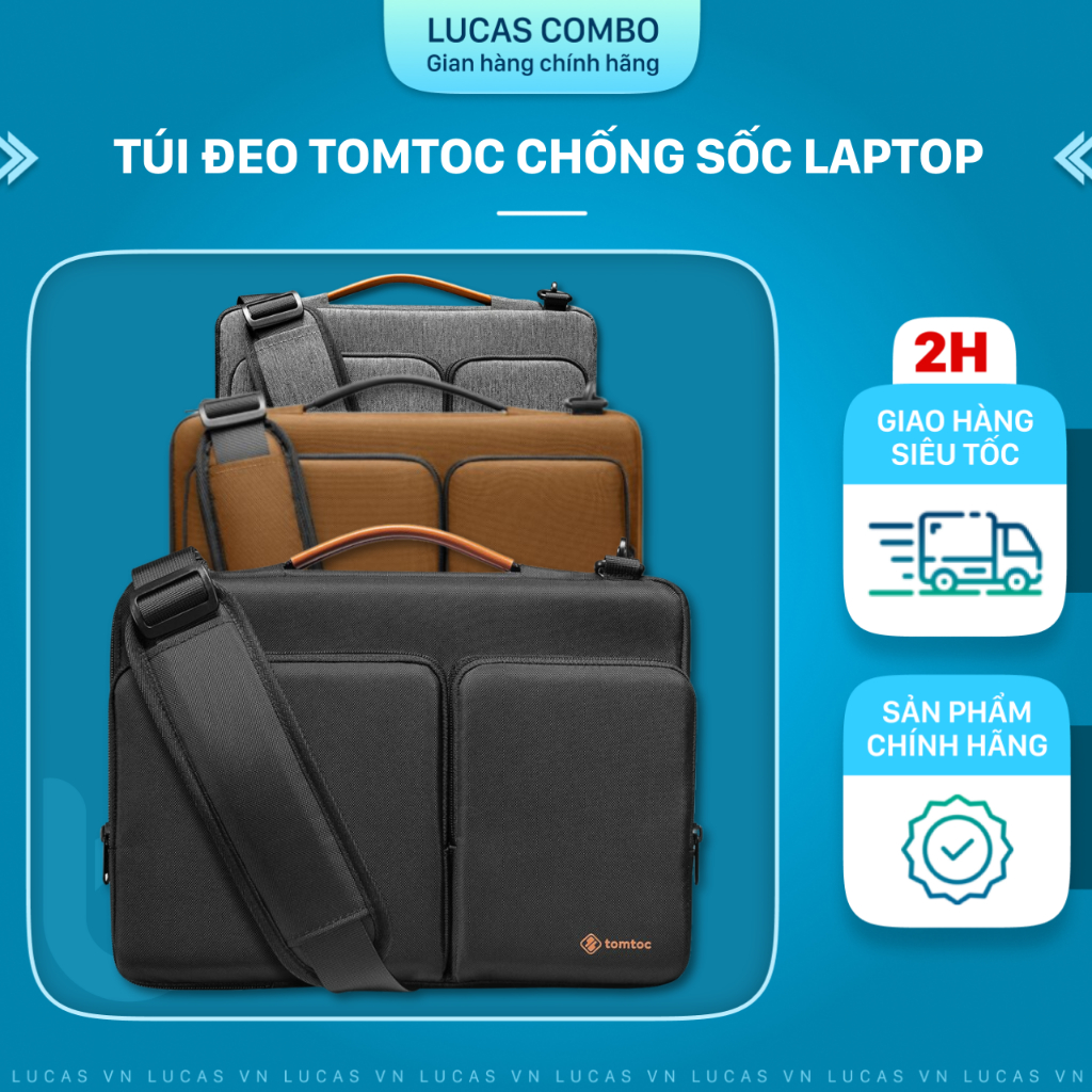 Túi Đeo Chéo, Chống Sốc, Chống Nước Đựng Macbook, Laptop Tomtoc Shoulder Bag 360