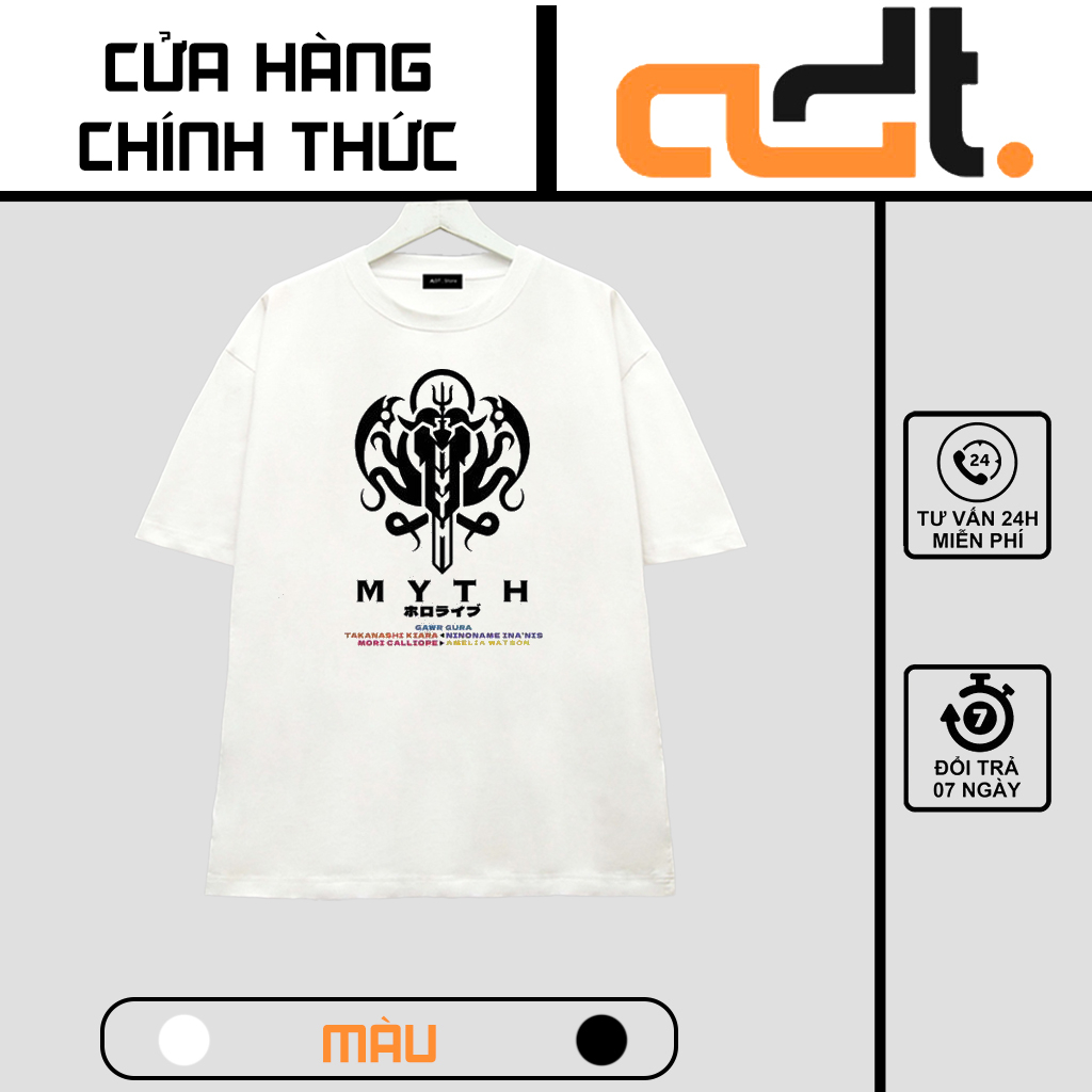 Áo Thun Tay Ngắn HT1 Hololive HoloMyth Dáng Rộng Thời Trang Unisex
