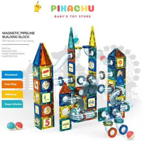 Đồ Chơi  Xếp Hình Nam Châm Thả Bi Kèm Mô Hình Thả Bi Magnetic  73 Và 97 Chi Tiết Dính Siêu Chắc Chắn