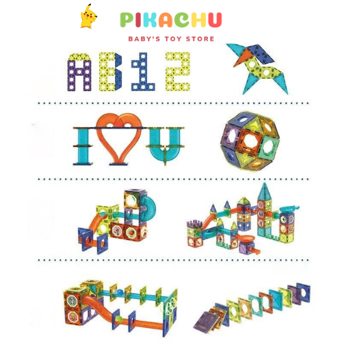 Đồ Chơi  Xếp Hình Nam Châm Thả Bi Kèm Mô Hình Thả Bi Magnetic  73 Và 97 Chi Tiết Dính Siêu Chắc Chắn