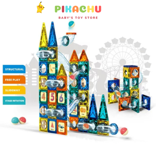 Đồ Chơi  Xếp Hình Nam Châm Thả Bi Kèm Mô Hình Thả Bi Magnetic  73 Và 97 Chi Tiết Dính Siêu Chắc Chắn