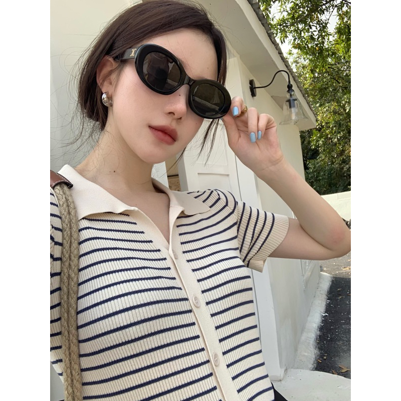 Áo thun cổ polo sọc ngang DA610