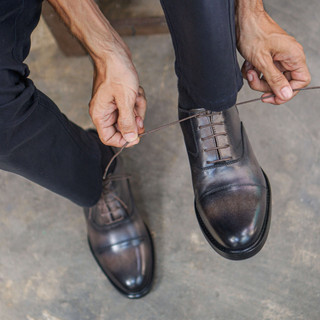 Giày tây nam văn phòng, giày công sở OXFORD OLIVE SLIM, giày da nam cao cấp thương hiệu TONKIN