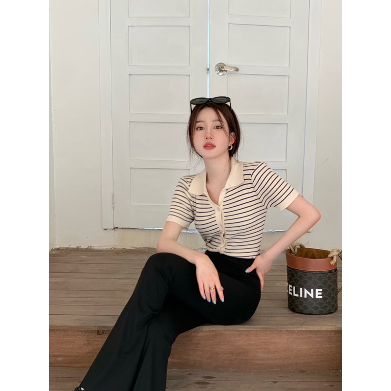 Áo thun cổ polo sọc ngang DA610