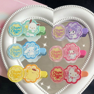 Kẹp tóc kẹo Chupa Chups hoạt hình Sanrio Kuromi Melody Cinnamoroll Kitty Pochacco Pompurin dễ thương