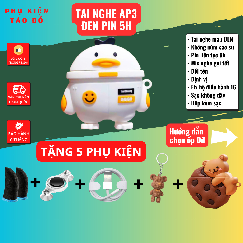 Tai Nghe Bluetooth AP3 Đen Pin 5h Chất Âm Hay, Cảm Ứng Chạm Nhạy Tai Nghe Màu Đen Nhám Độc Đáo