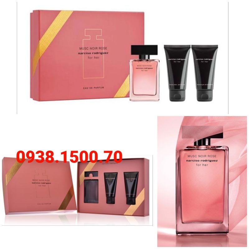Gift Set Nước Hoa Nữ Narciso Rodriguez Ladies Musc Noir Rose EDP 3 Món