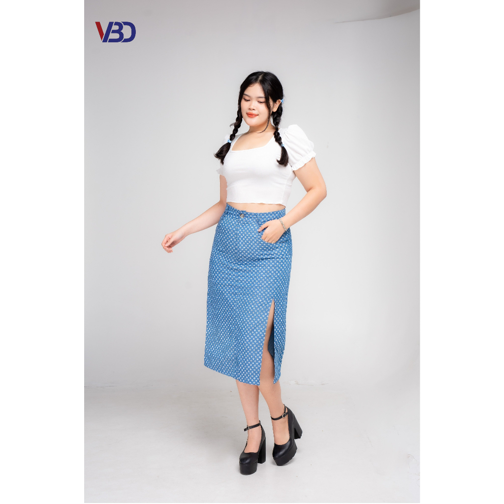 Chân váy hoa bigsize dáng dài xẻ tà CV017 cho nàng béo từ 50 tới 100kg