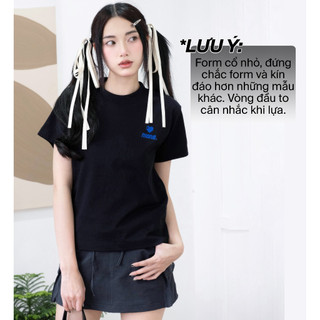 Áo phông baby tee MONÁ - BLUE ĐEN