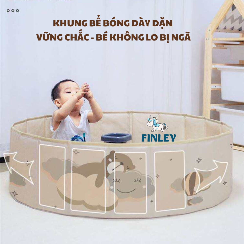 Bể bóng cho bé gấp gọn FINLEY gấu Bear, quây bóng vải cho bé, lều bóng, nhà bóng cho bé không cần bơm (chưa gồm bóng)