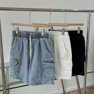 Quần short jean nam lưng thun túi hộp - Chất jean co giãn mặc thoải mái