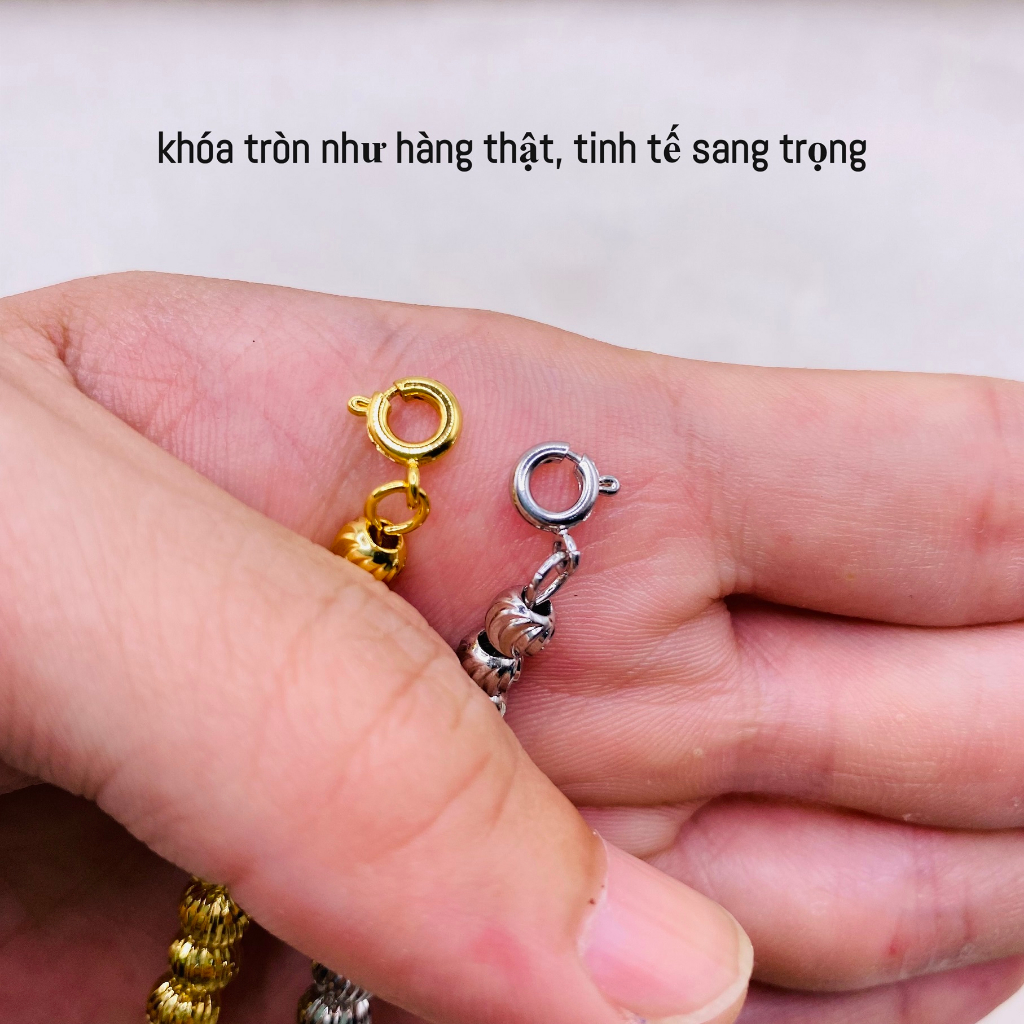 Lắc bi titan không gỉ, Dây bi titan màu vàng 18k và bạch kim kiểu dáng thanh lịch, trangsucmoiluatuoi.RIN