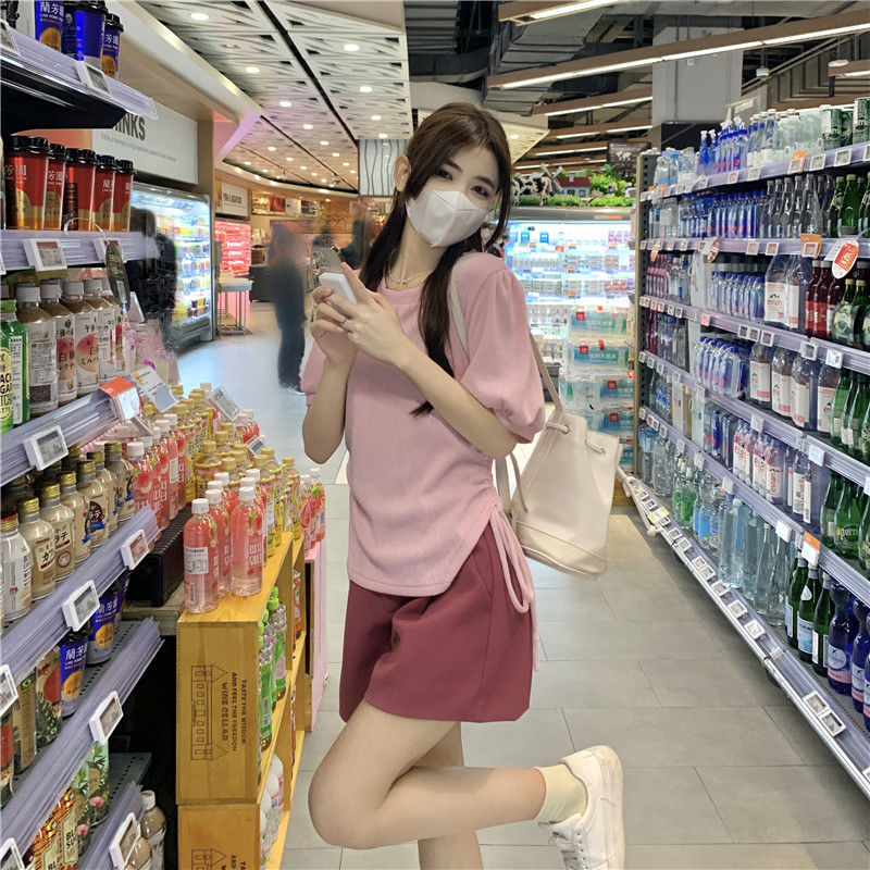 2023 Mới Thời trang Giải trí Mùa hè Drawstring Thiết kế Thể hiện gầy Áo thun TX-28