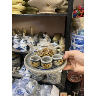 Bộ Ấm Chén Thờ Men Rạn Bát Tràng