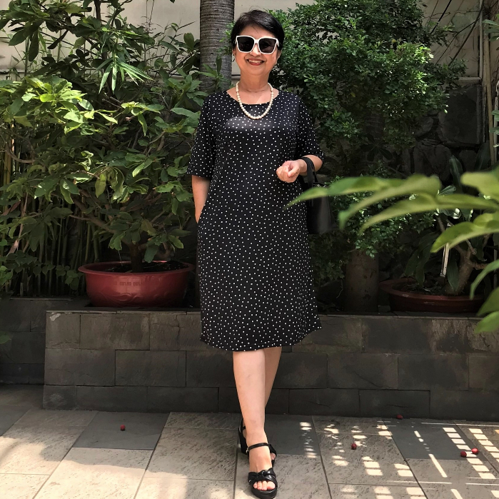 Size L, XL, 2XL  - Váy Đầm Suông Trung Niên Có Túi - Thun Aty Co Giãn Tốt