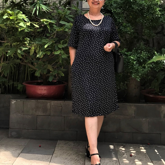 Size L, XL, 2XL  - Váy Đầm Suông Trung Niên Có Túi - Thun Aty Co Giãn Tốt