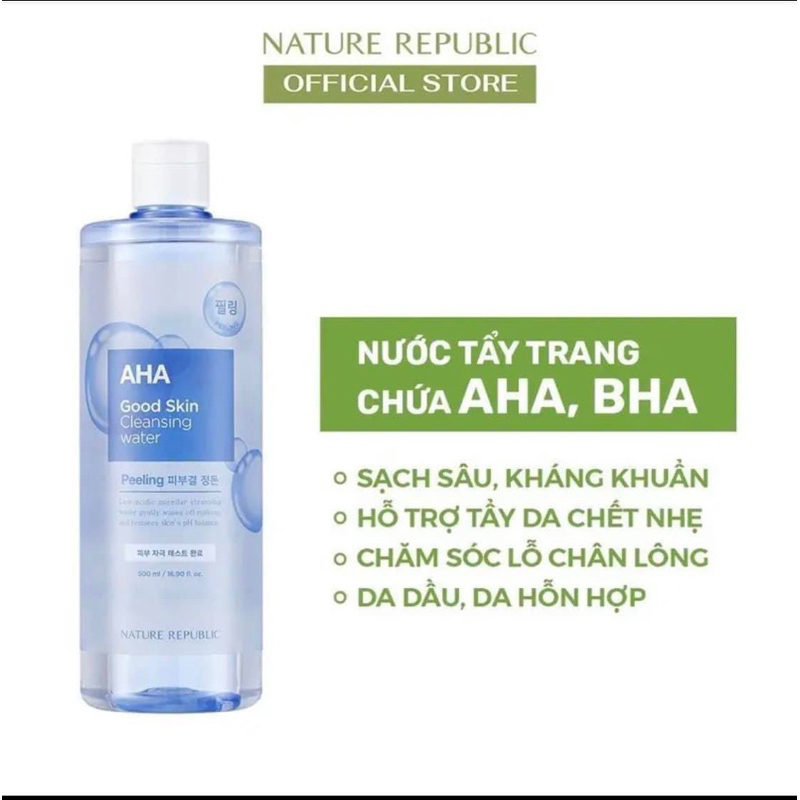 Nước tẩy trang Nature Republic Good Skin Mineral Ampoule Cleansing Water 500ml