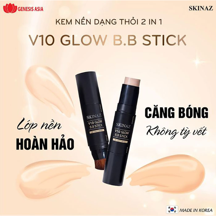 [HCM]Combo Kem V10 100ml + Serum Bơ Aguacate Oil 99,6% 30ml + Kem Nền Skinaz V10 Glow BB Stick 10g Skinaz Hàn Quốc