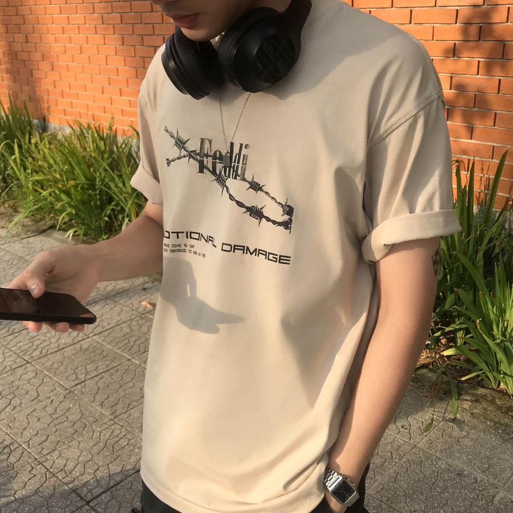 Áo Thun Unisex Feddi EMOTIONAL DMAGE 100% Cotton Dành Cho Nam Nữ , Áo Thun Nam , Áo Thun Nữ - Local Brand Chính Hãng